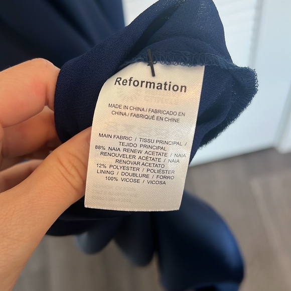 Reformation Nevaeh strapless satin navy blue dress - Picture 11 of 16